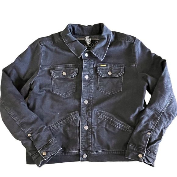 Wrangler Black Jean Jacket with Patterned Lining - Picture 2 of 16